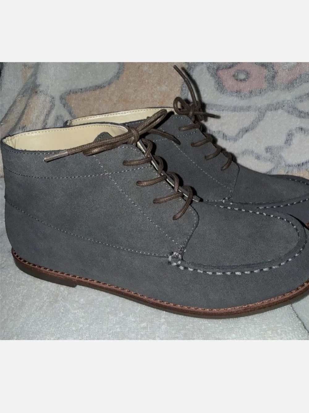 Janie And Jack Boot Boy size 4 Leather Suede Lace Up Ankle Shoes